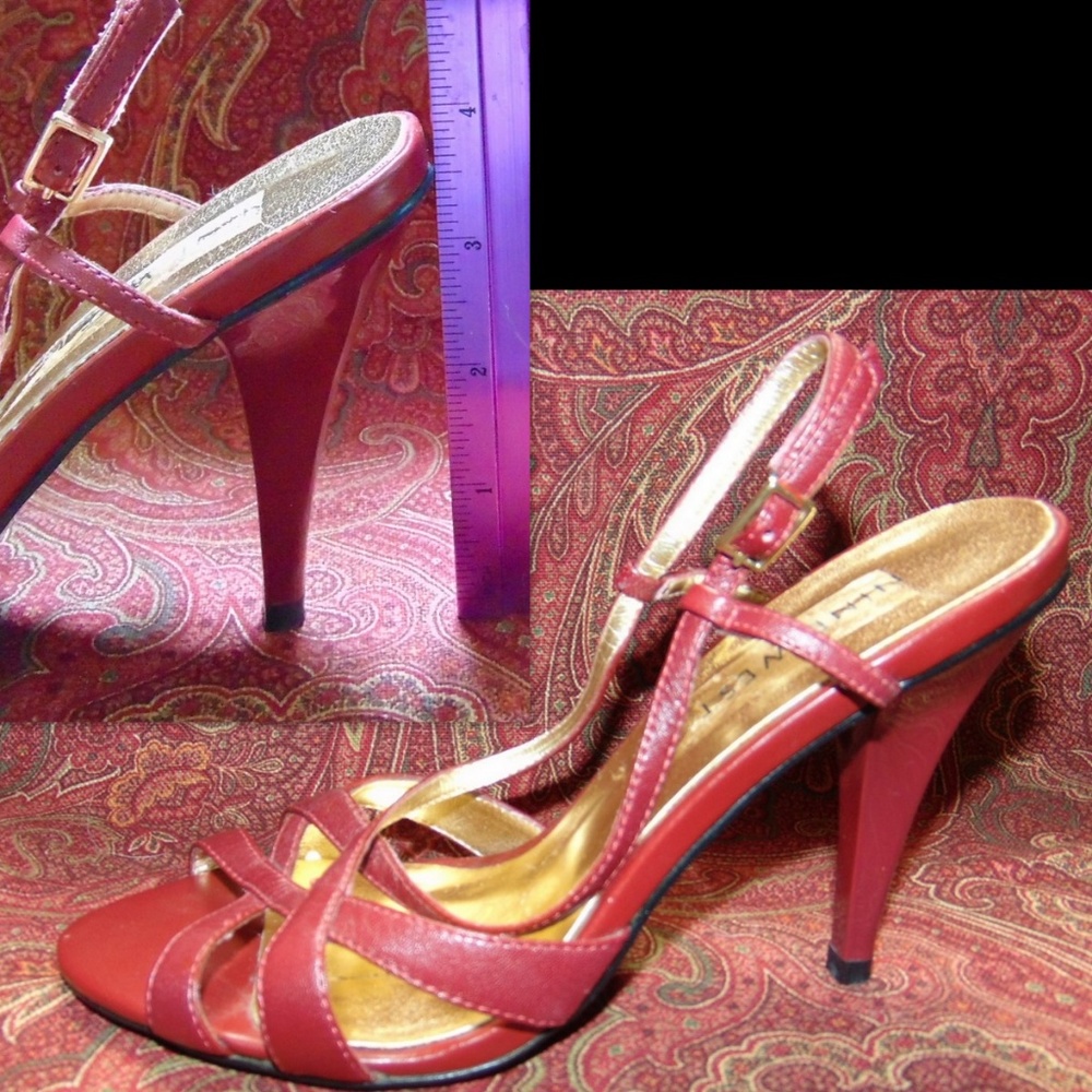 NINE WEST burgundy sandals 6.5 w/4" heel 💥🕚 - Picture 5 of 9